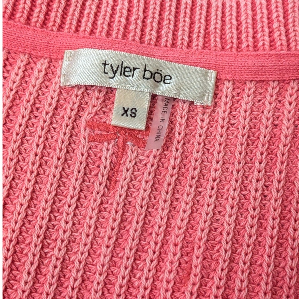Tyler Boe Mineral Wash Sweater Pink Cotton Gold Zippers V- neck Swancore XS‎ - Picture 4 of 9